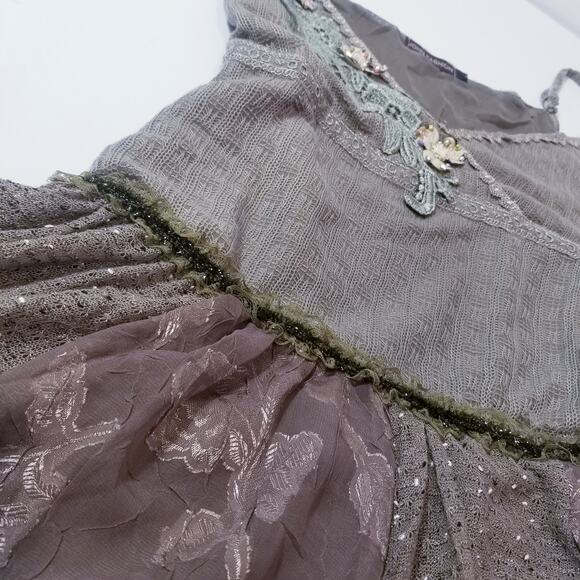 John Fashion Linen Blend Fairy Floral Dress Crochet Knit - Picture 5 of 13